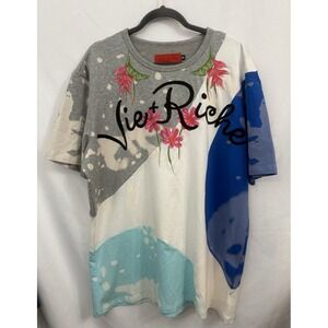 VIE+RICHE Embroidered‎ Color block Bleached Design T-Shirt Mens 2XL Streetwear